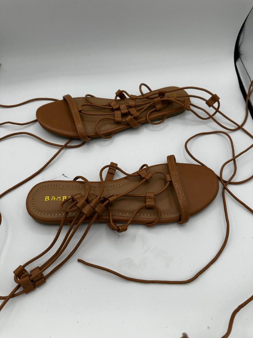 Bamboo Brown Lace Up Gladiator Sandals Women's 8 | 38